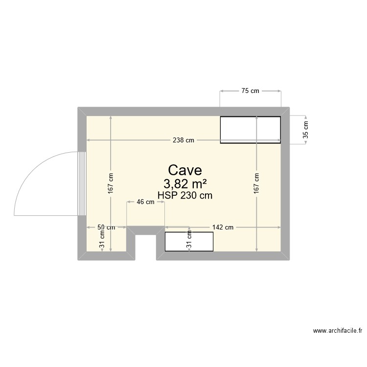 Appart Lyon Cave. Plan de 1 pièce et 4 m2