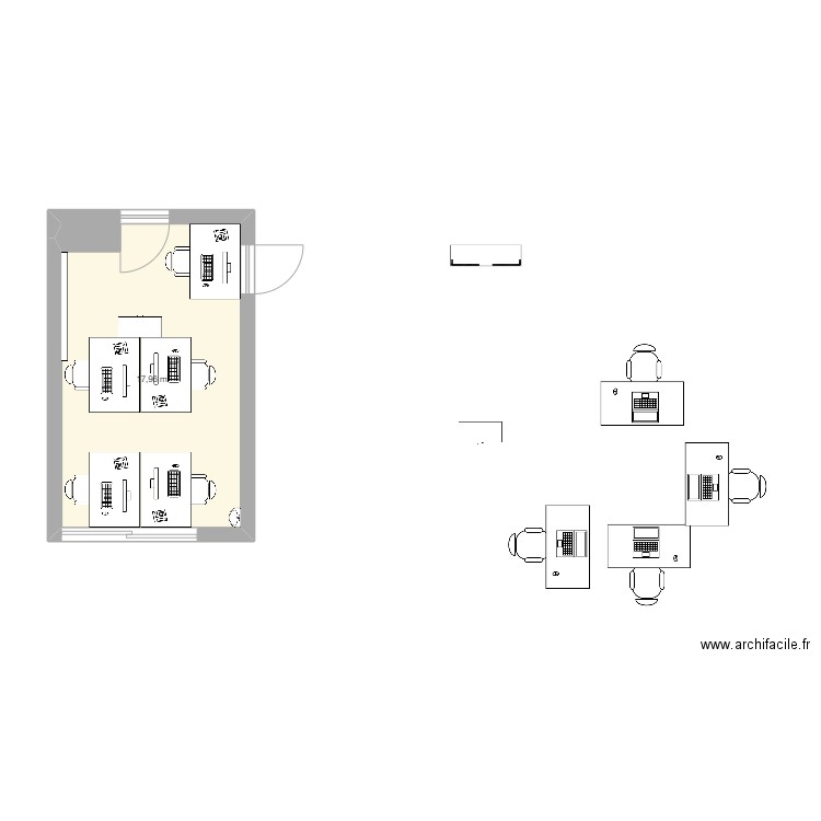 bureau marbec. Plan de 1 pièce et 18 m2