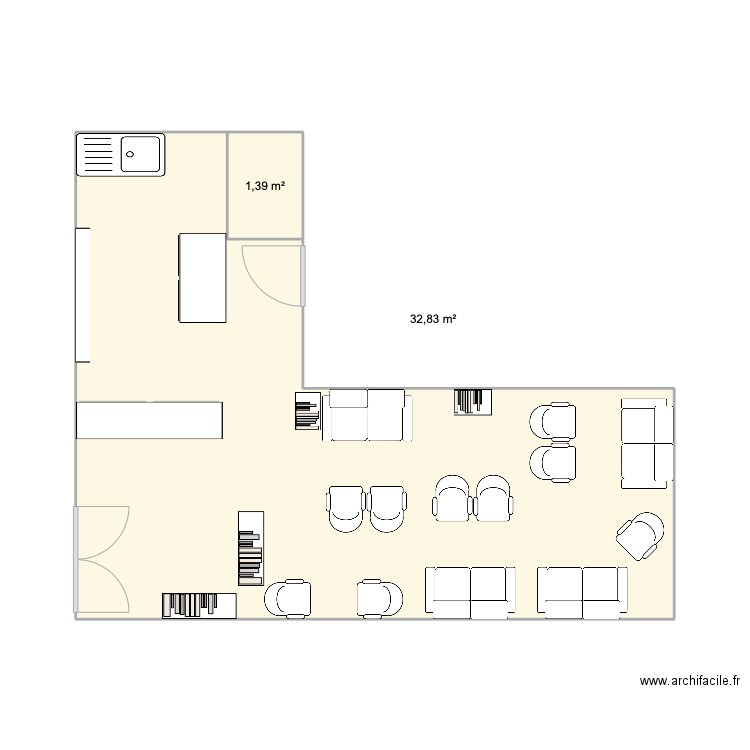 MICHEL. Plan de 2 pièces et 34 m2