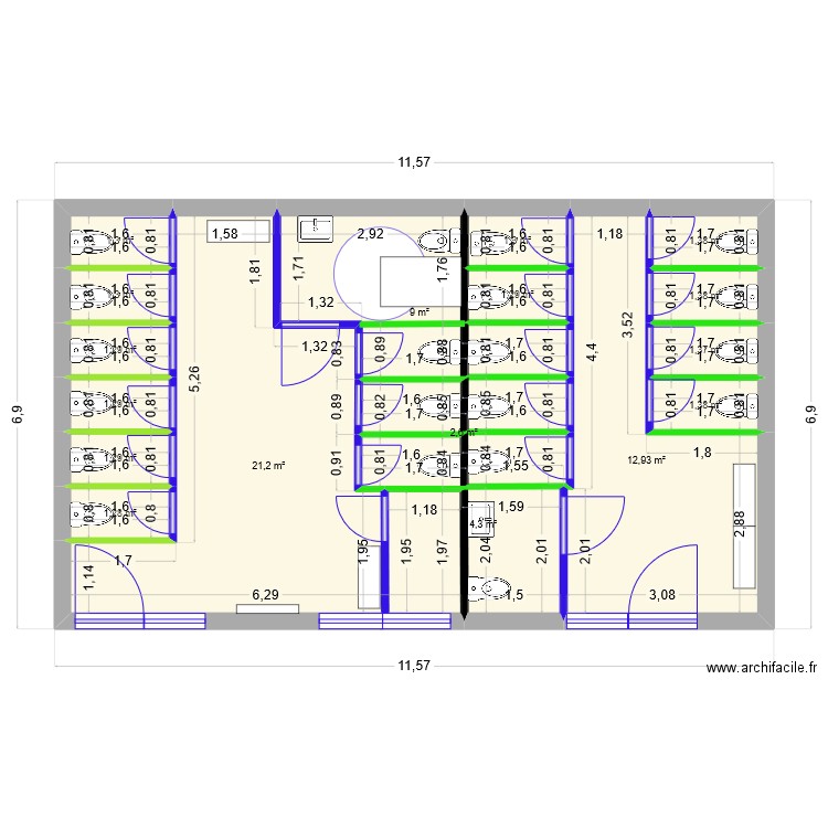 Panoyaux. Plan de 17 pièces et 66 m2