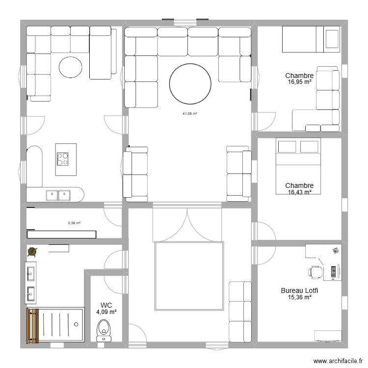 plan fin. Plan de 6 pièces et 99 m2