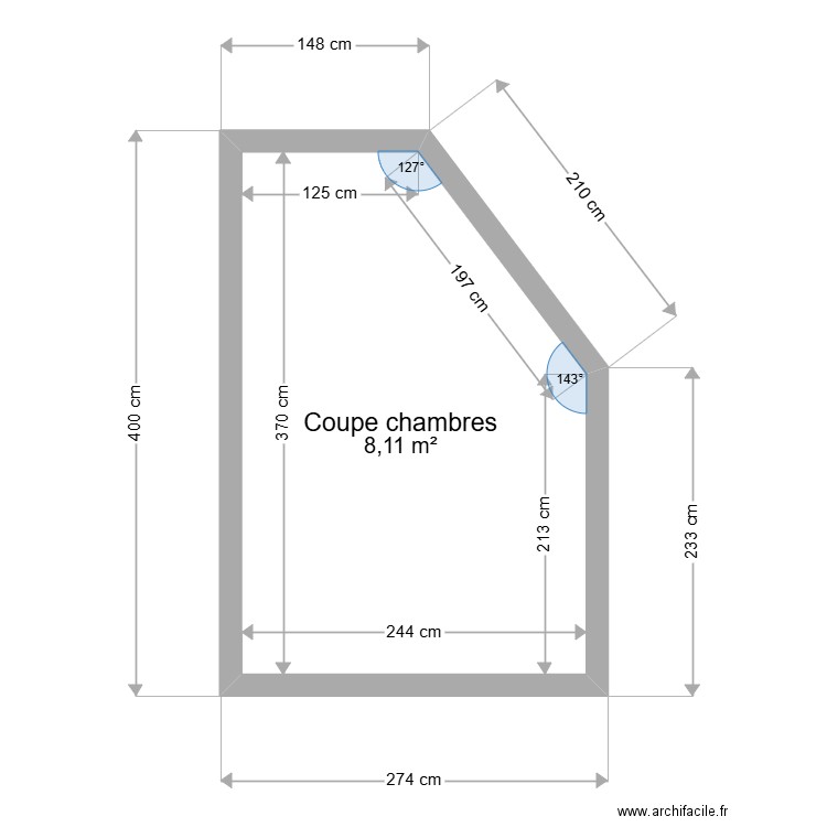 ML24006010 . Plan de 1 pièce et 8 m2