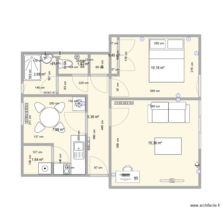 SDB GASPARD. Plan de 8 pièces et 46 m2