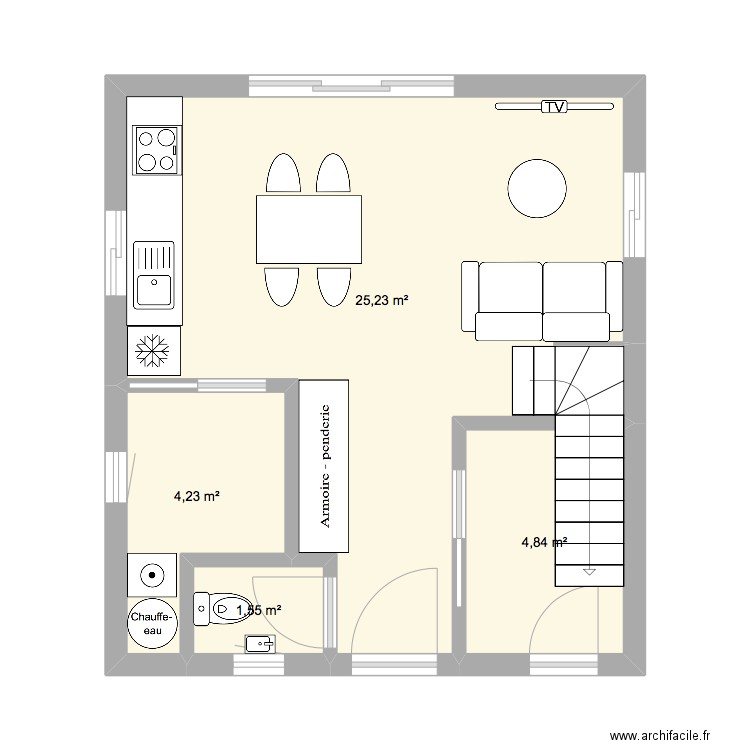 st jean version 2. Plan de 4 pièces et 36 m2