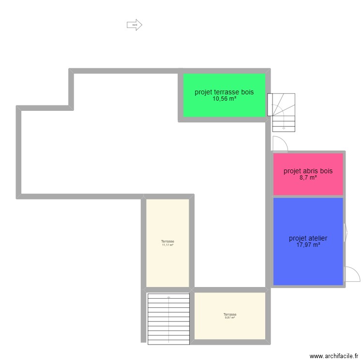 maison Fons. Plan de 5 pièces et 58 m2