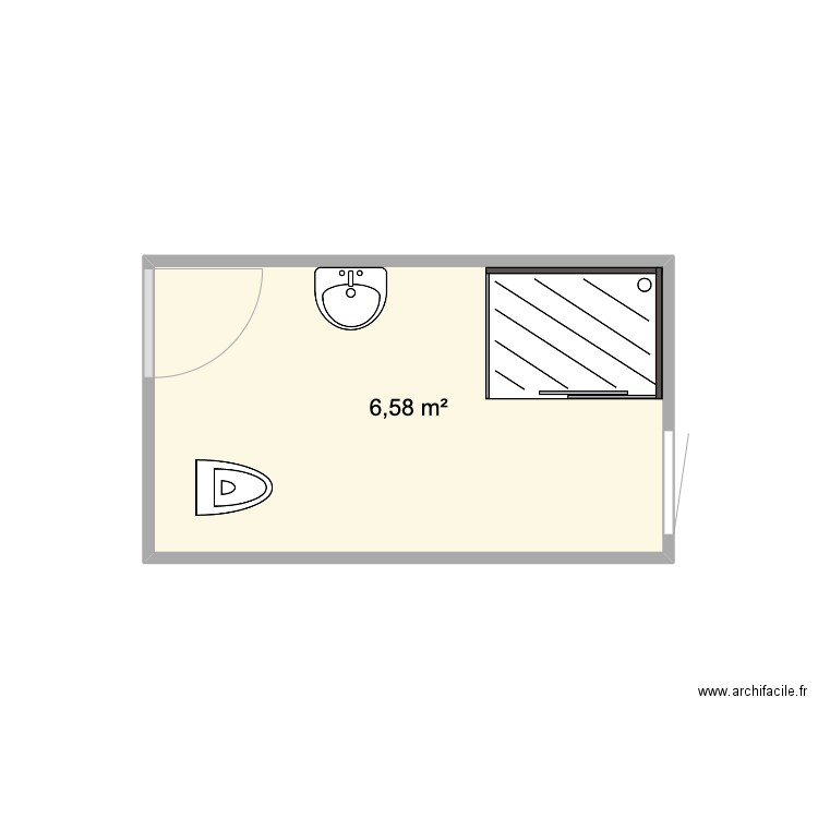 Salle de Bain. Plan de 1 pièce et 7 m2