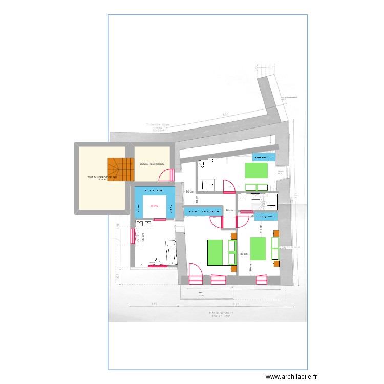 LE CHATELARD MOYEN 3 ESC DEPLACE. Plan de 2 pièces et 21 m2