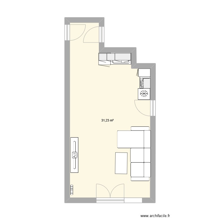 sdv. Plan de 1 pièce et 31 m2