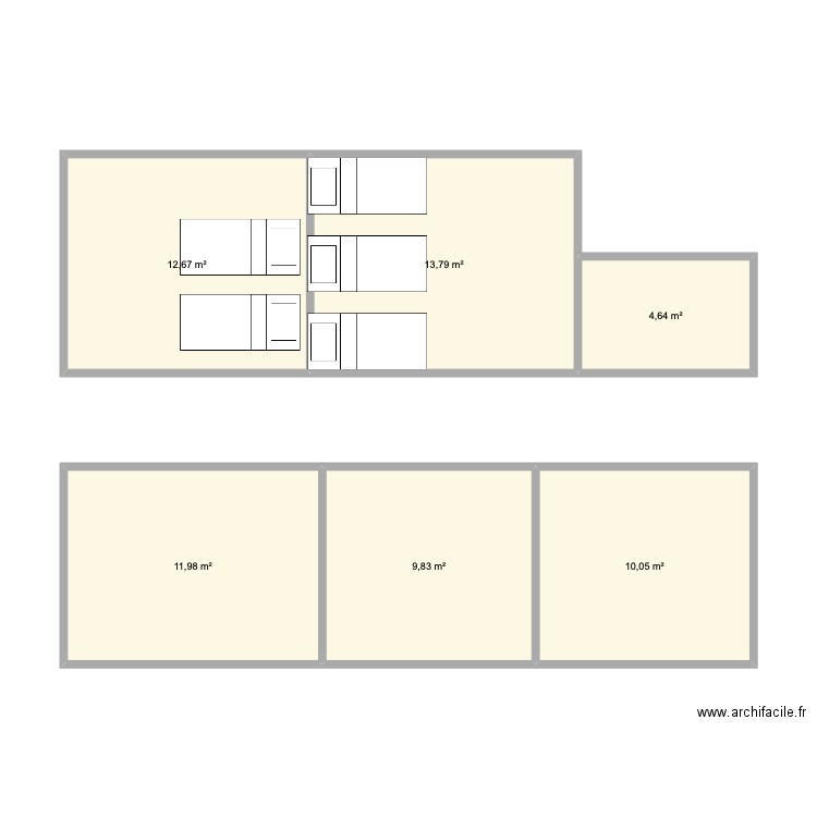 PLAN DES CHAMBRES. Plan de 6 pièces et 63 m2