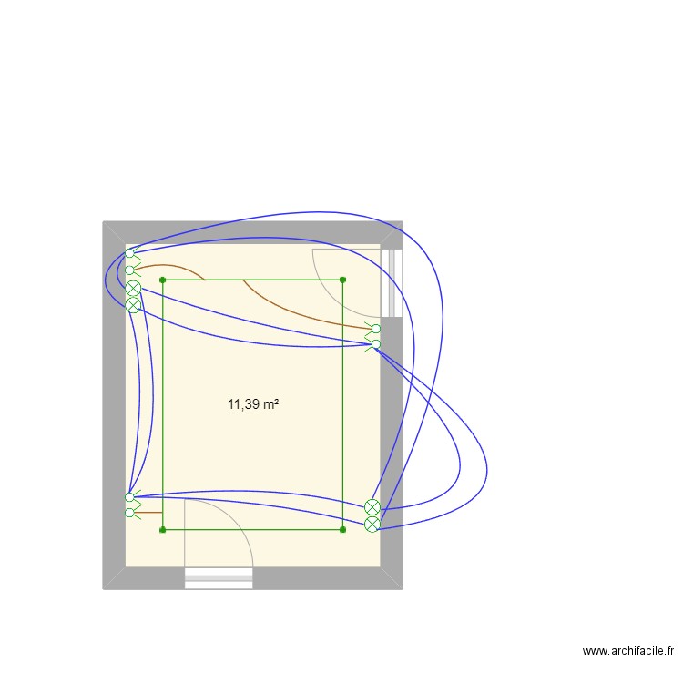 Chambre. Plan de 1 pièce et 11 m2