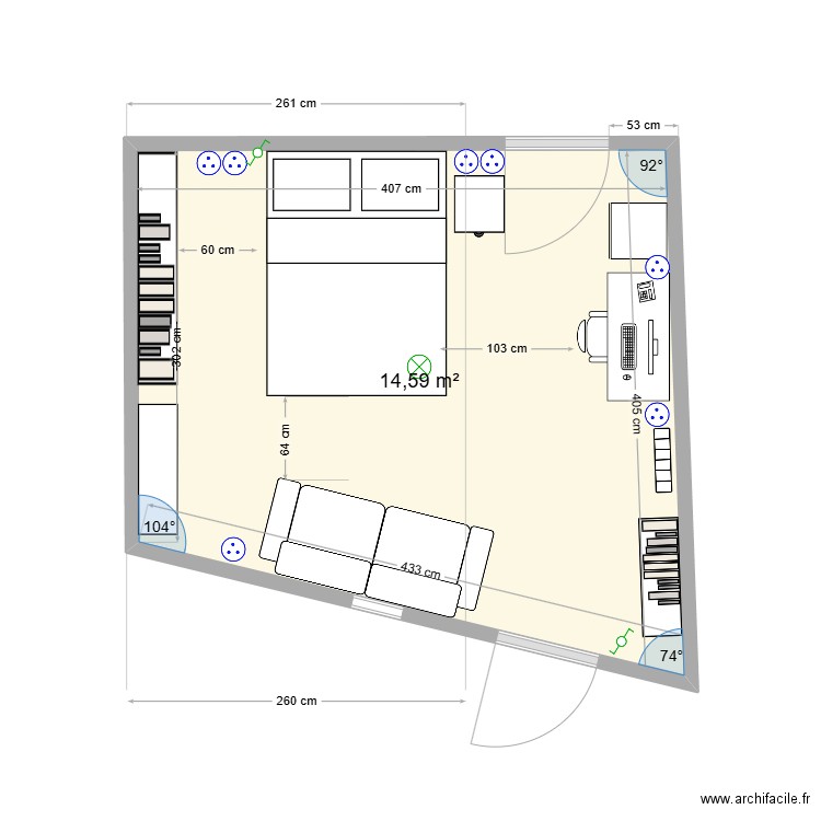 Sous-sol rangement. Plan de 1 pièce et 15 m2