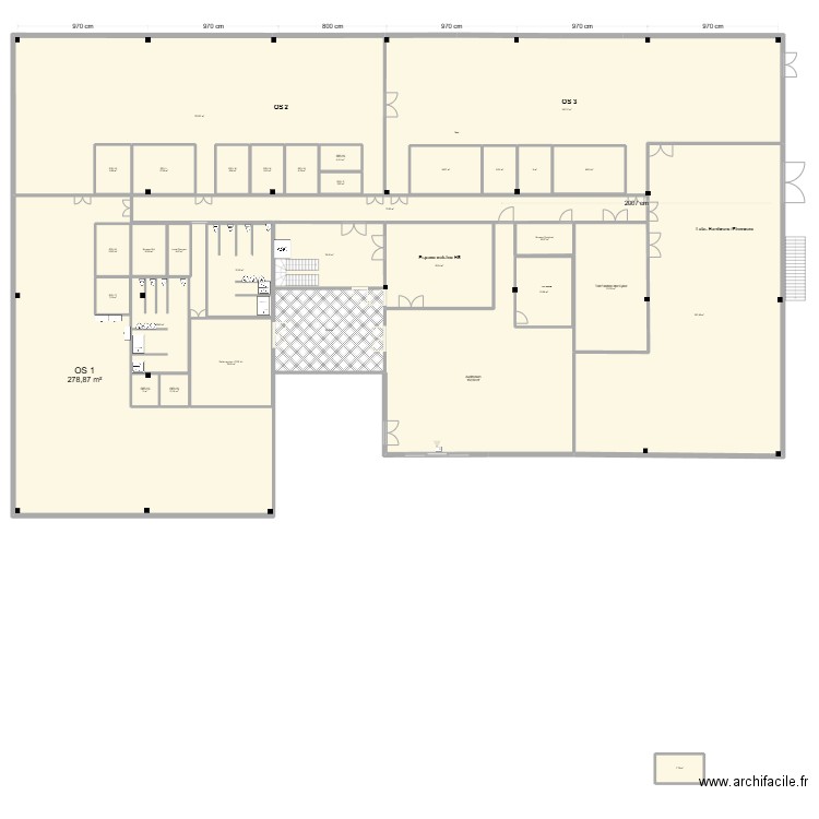 28.02 Plan OS R+1 V2. Plan de 33 pièces et 2072 m2