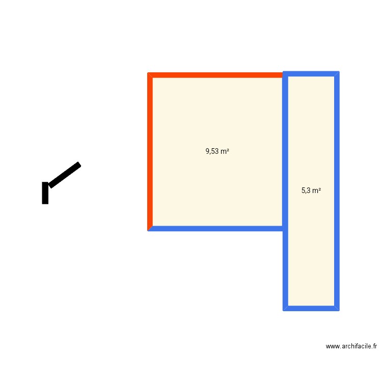 Nine. Plan de 2 pièces et 15 m2