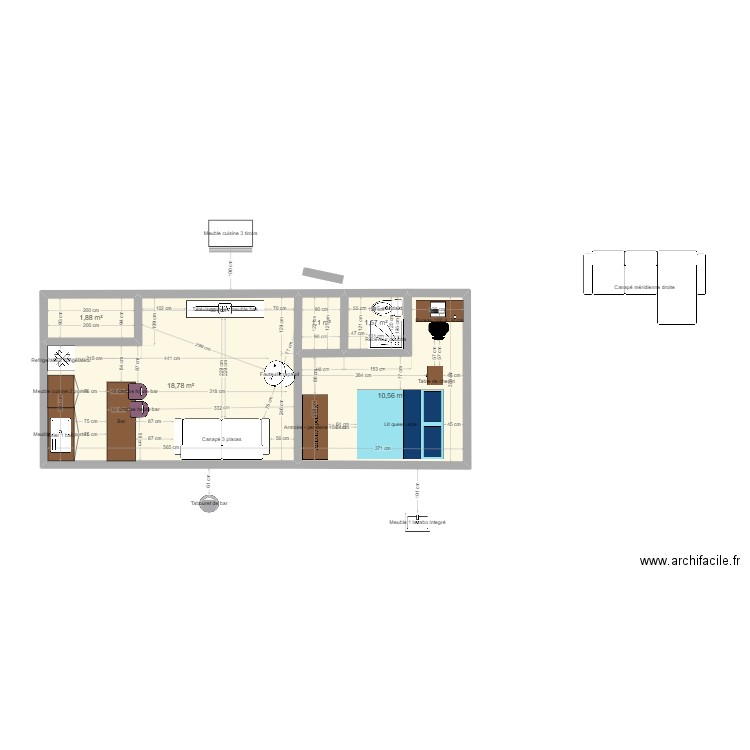 Plan GM. Plan de 5 pièces et 34 m2