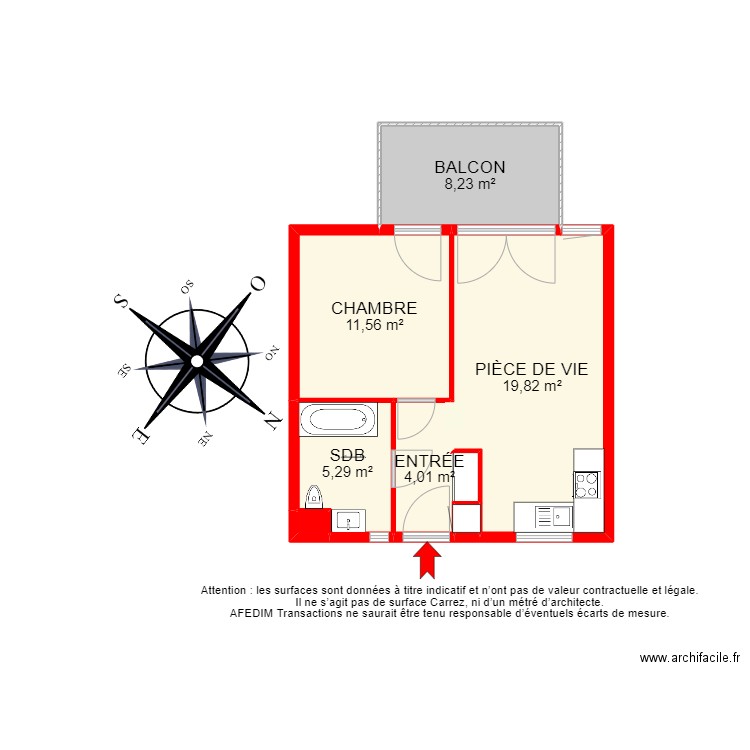 BI 16680 - . Plan de 8 pièces et 62 m2