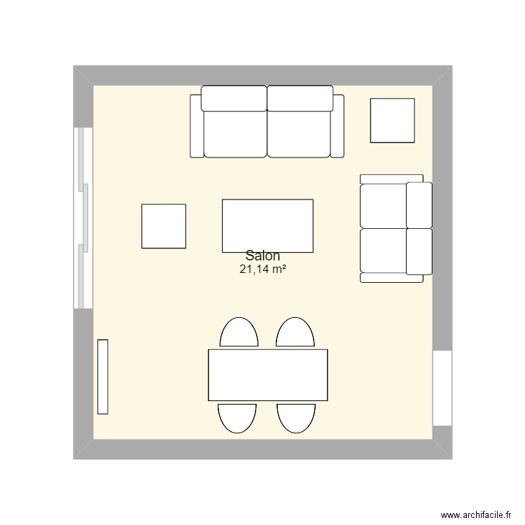 Salon. Plan de 1 pièce et 21 m2