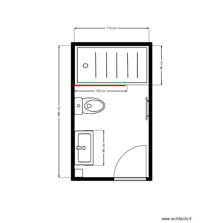 sdb Angevin. Plan de 1 pièce et 5 m2