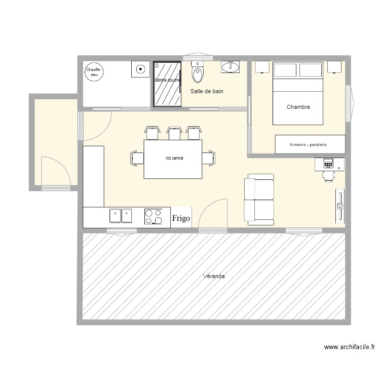 Mini 18 x 28  2024. Plan de 5 pièces et 65 m2