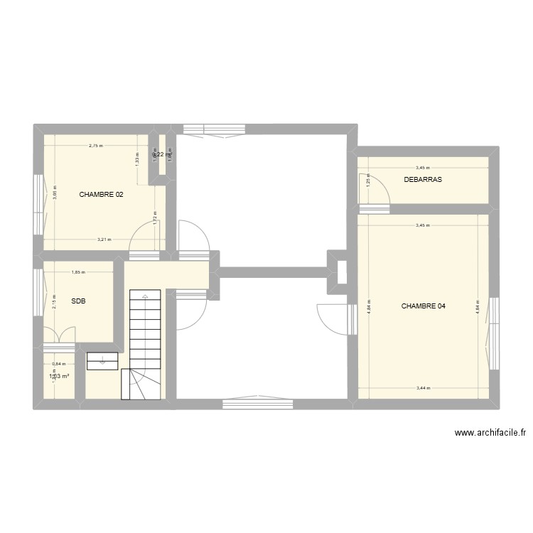 ETAGE. Plan de 7 pièces et 42 m2