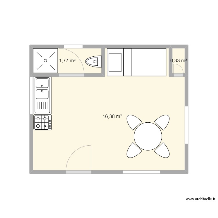 cabane jardin. Plan de 3 pièces et 18 m2