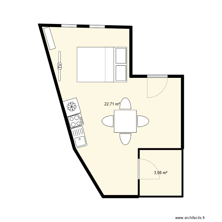 studio annonay . Plan de 2 pièces et 26 m2