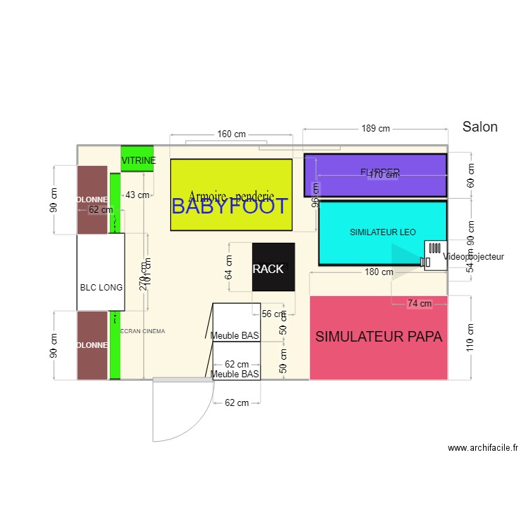 Salle de jeux fin. Plan de 1 pièce et 15 m2