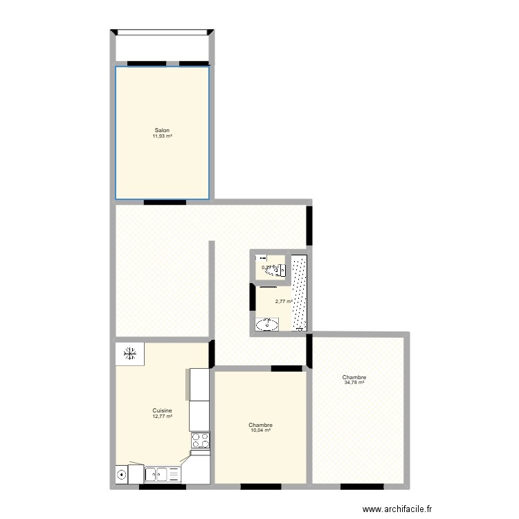 BOUSEVILLE. Plan de 6 pièces et 73 m2