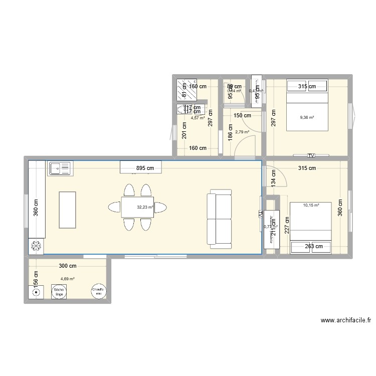 Maison 2025. Plan de 9 pièces et 66 m2