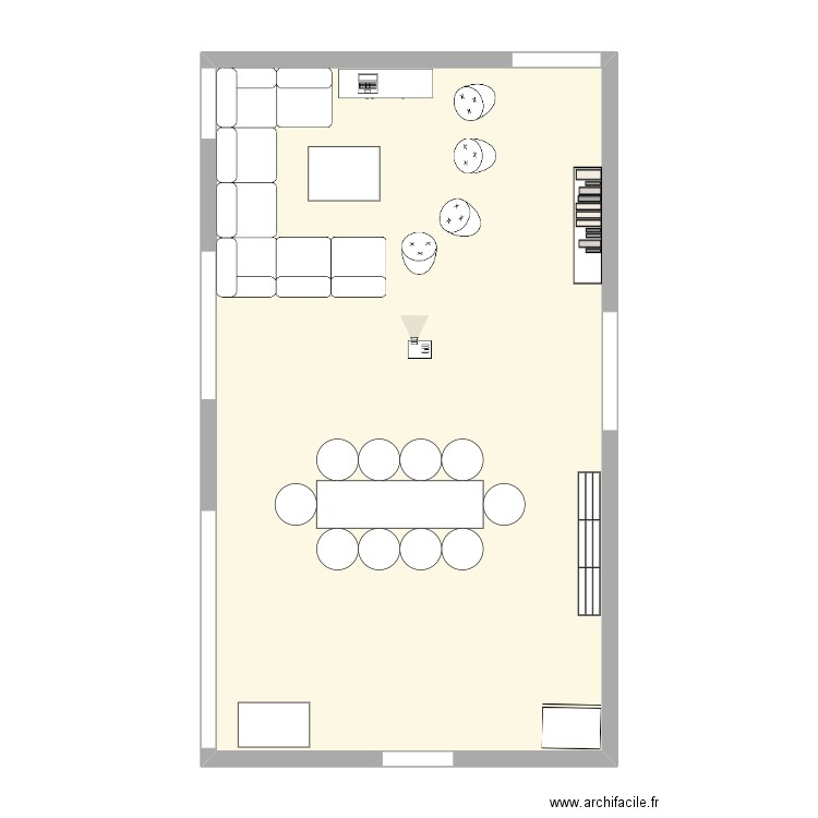 espace pause. Plan de 1 pièce et 75 m2