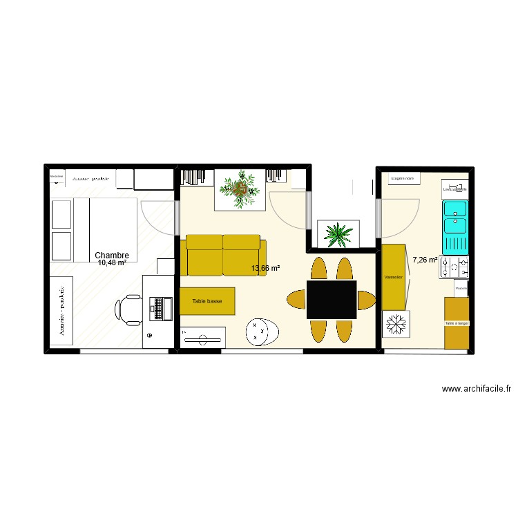 Saulxures. Plan de 3 pièces et 31 m2