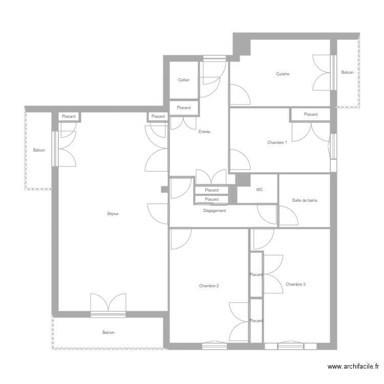 Bouiller. Plan de 24 pièces et 115 m2