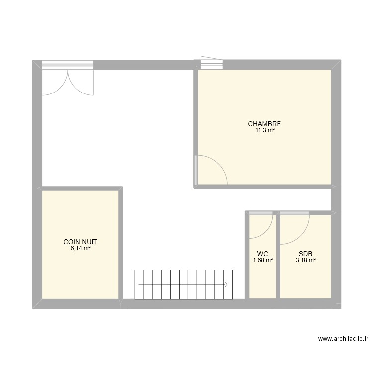 chalet RDC. Plan de 4 pièces et 22 m2