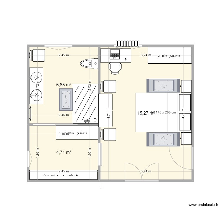 Chambre sans Cheminée 2ème. Plan de 0 pièce et 0 m2