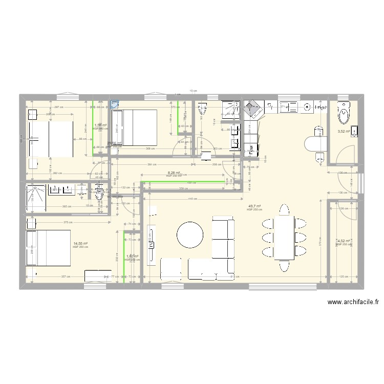 maison du futur. Plan de 8 pièces et 113 m2