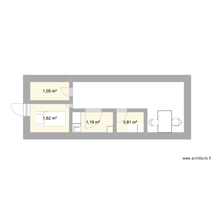 institut capuine . Plan de 4 pièces et 5 m2