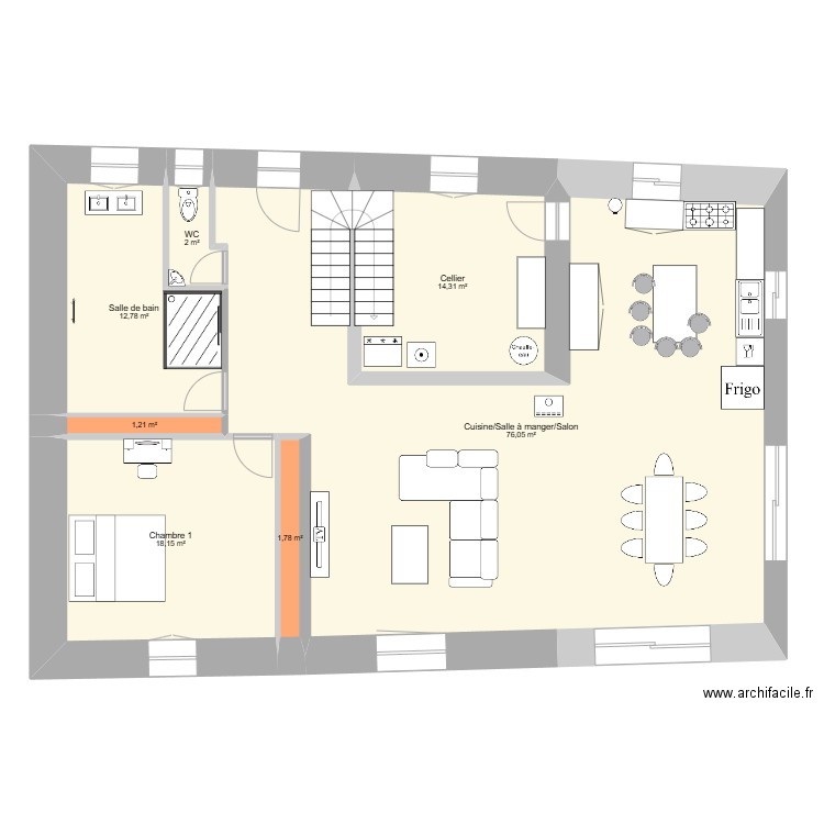 V1 Grange Haute-Savoie. Plan de 17 pièces et 256 m2