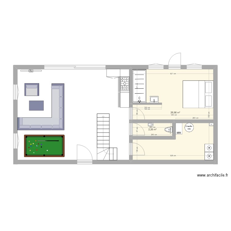 Chalet Michael. Plan de 2 pièces et 29 m2