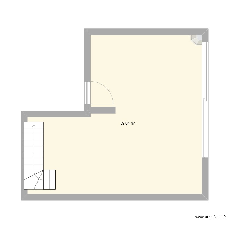 living. Plan de 1 pièce et 39 m2