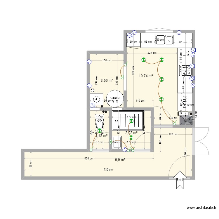 Dob Karim. Plan de 10 pièces et 57 m2