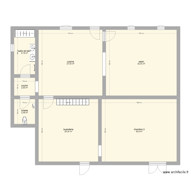 bas du projet st martin. Plan de 7 pièces et 125 m2