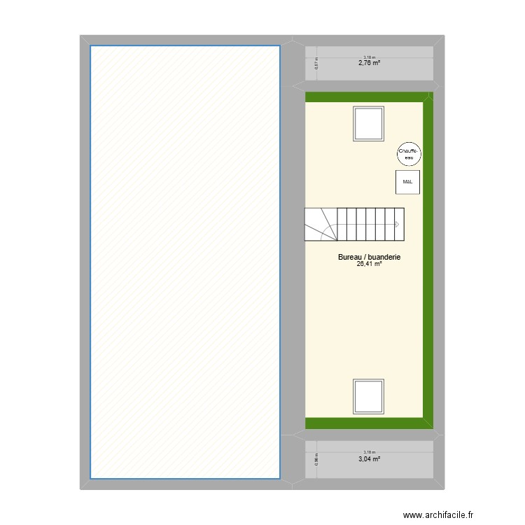 Appartement 2 Tri bèneu , projet, 2e étage. Plan de 4 pièces et 82 m2