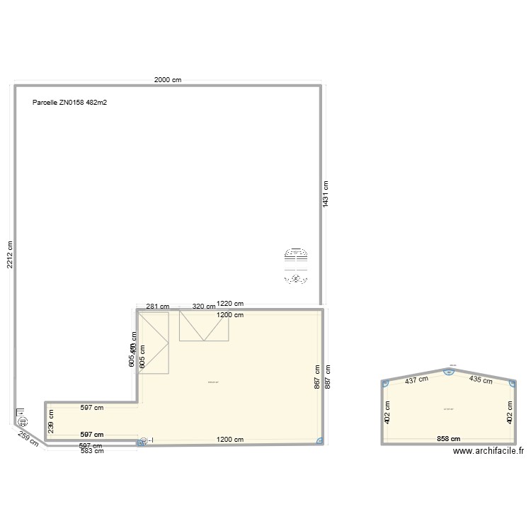 Arthure garage. Plan de 2 pièces et 157 m2