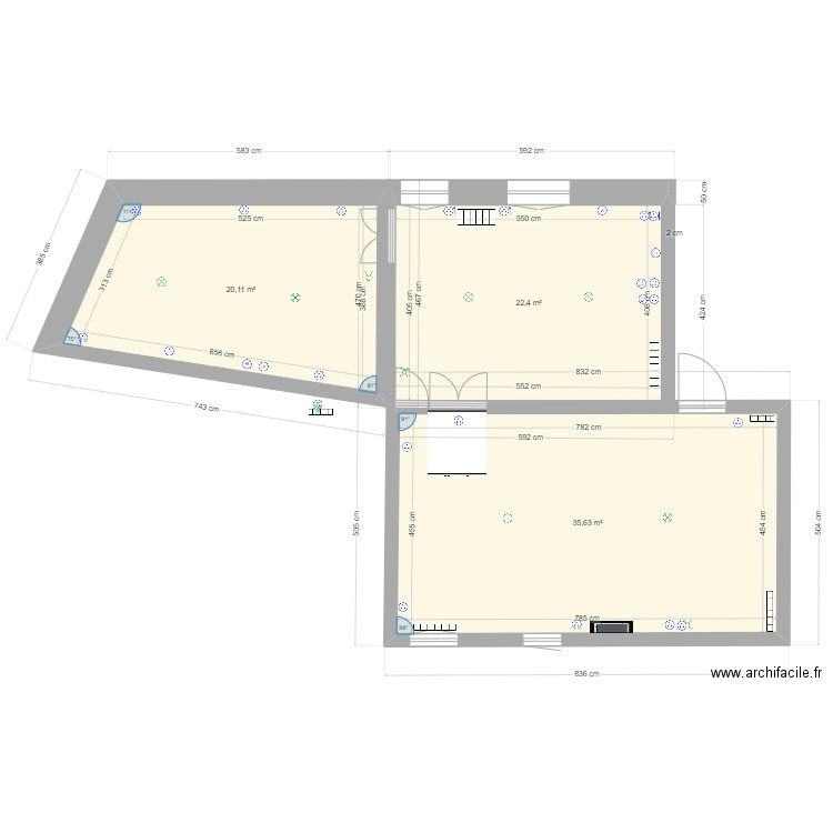 BUSSIERES CUISINE ELECTRICITE 1. Plan de 3 pièces et 78 m2