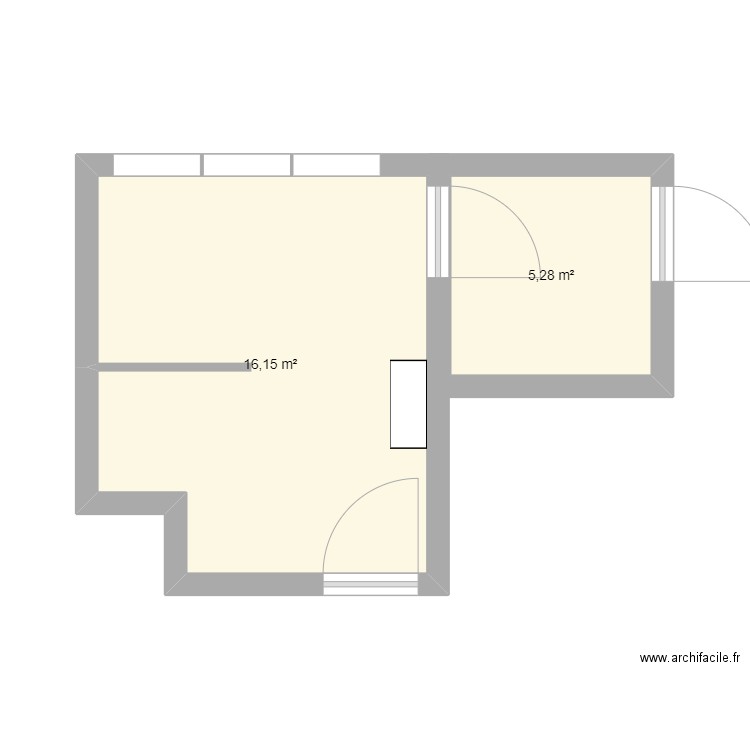 plan SAUV. Plan de 2 pièces et 21 m2