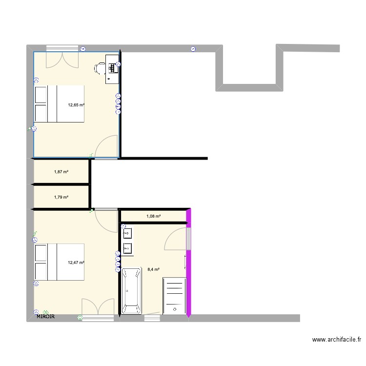 ELEC. Plan de 6 pièces et 38 m2