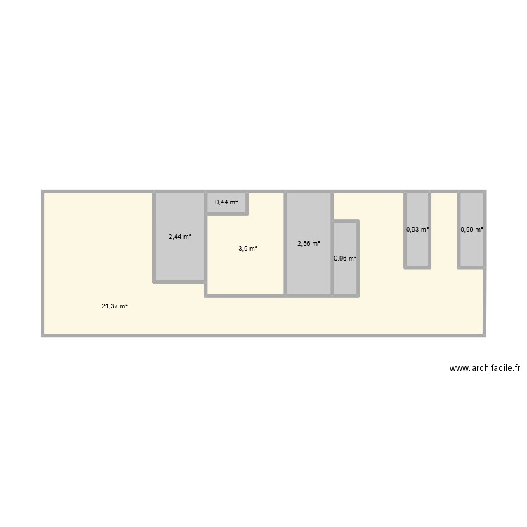 cave. Plan de 8 pièces et 34 m2