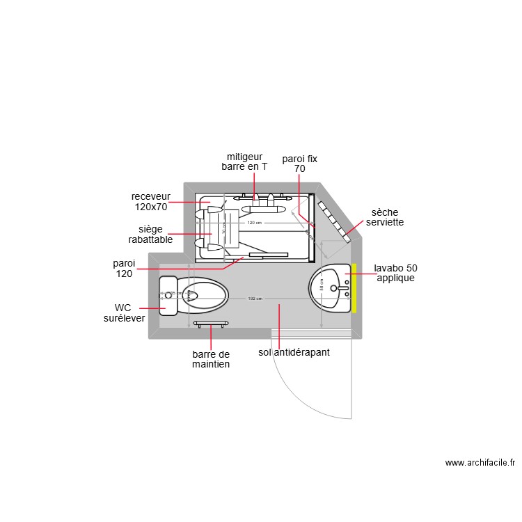 fofana. Plan de 1 pièce et 2 m2