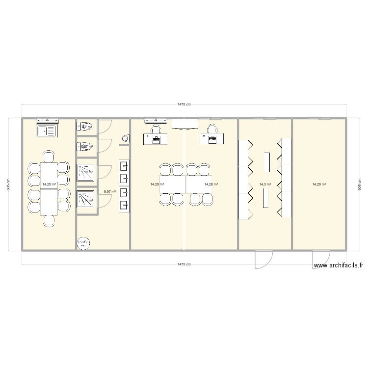 SADE CHANTIER VAULX EN VELIN. Plan de 10 pièces et 85 m2