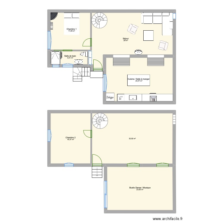 Maison Gennevilliers (4ème idée). Plan de 7 pièces et 141 m2