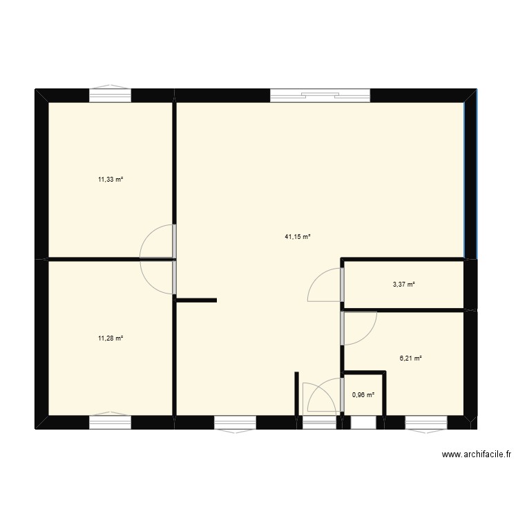 plan N2. Plan de 6 pièces et 74 m2